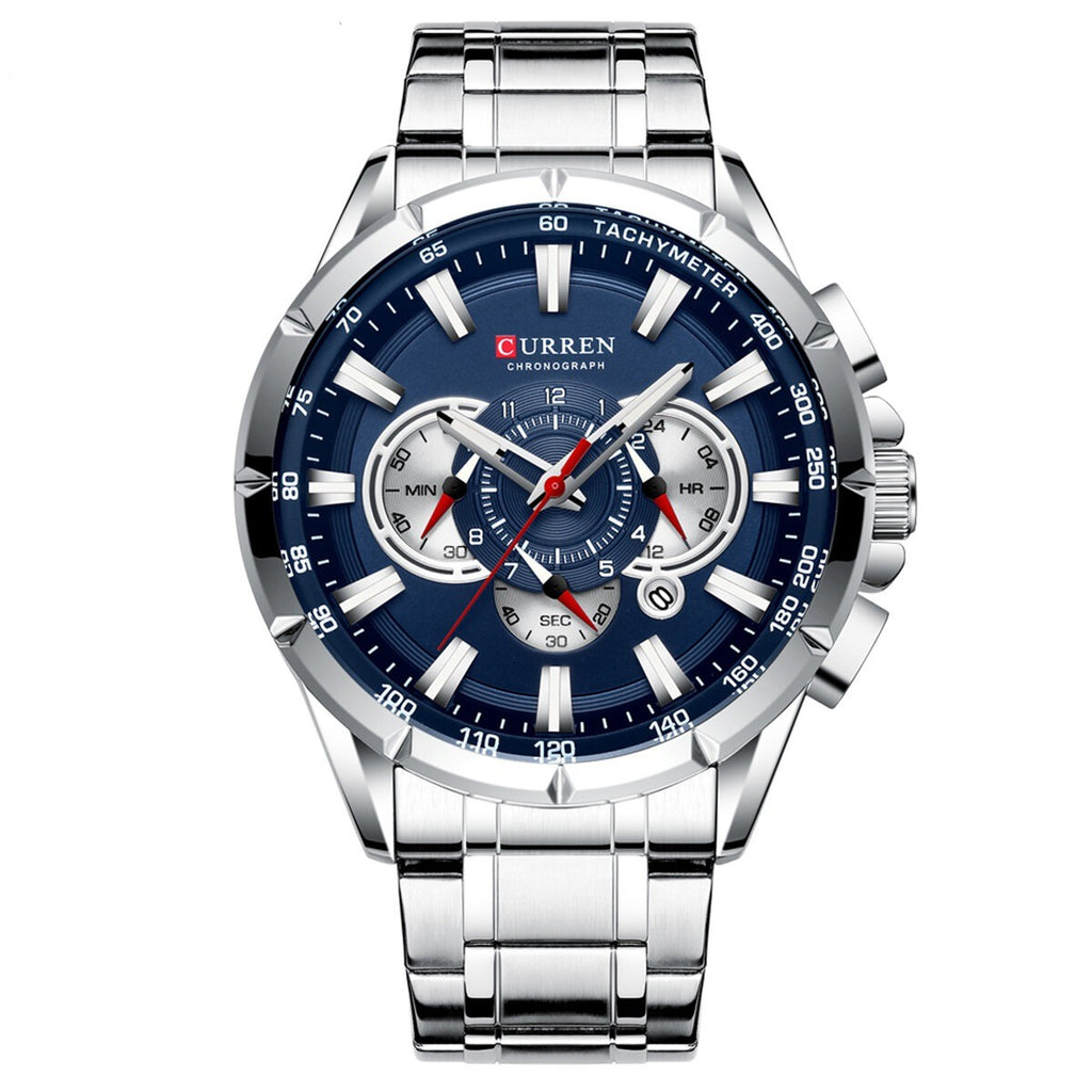 CURREN Chronograph Watch – Luxury Stainless Steel Men's Tachymeter Watch