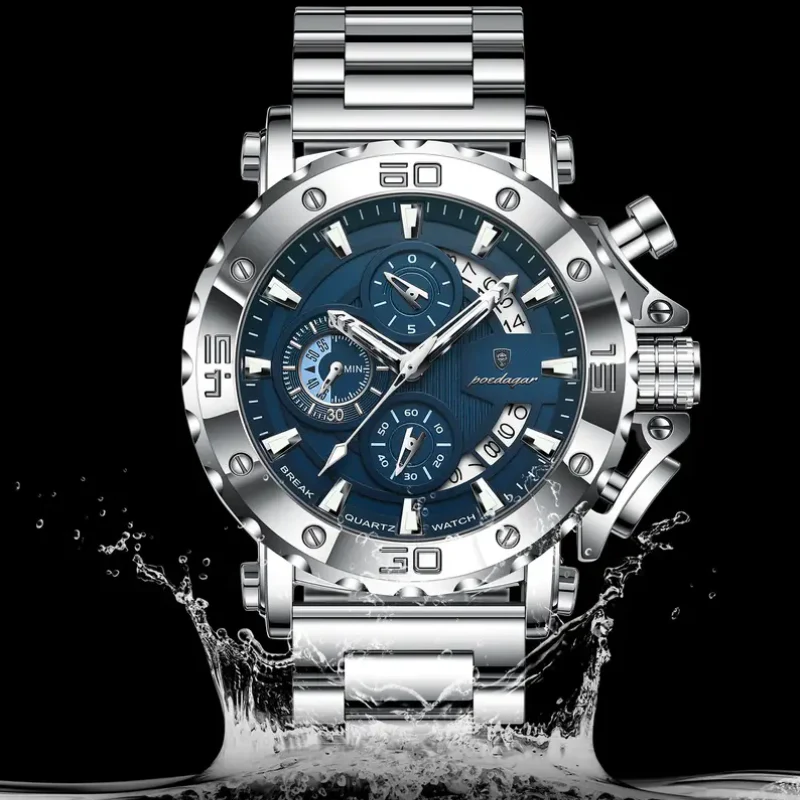 Titan Chronograph Watch – 50mm Luxury Stainless Steel Men's Watch