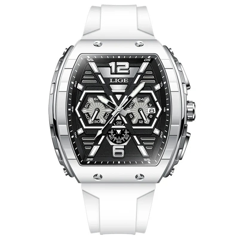 LIGE Sport Quartz Watch – Waterproof Men's Silicone Strap Chronograph Watch